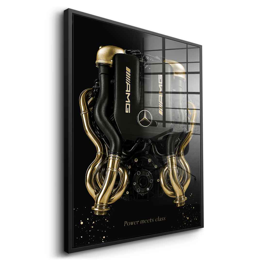 DOTCOMCANVAS 24K Feingold Bild Mercedes V8 Engine - 24K Feingold