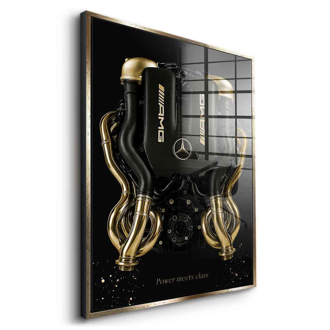 DOTCOMCANVAS 24K Feingold Bild Mercedes V8 Engine - 24K Feingold