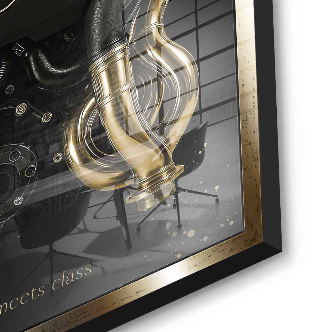 DOTCOMCANVAS 24K Feingold Bild Mercedes V8 Engine - 24K Feingold