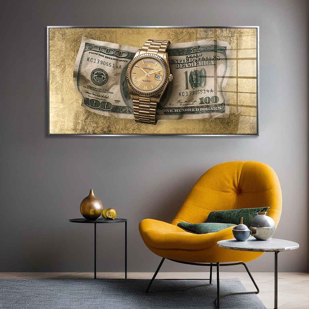 DOTCOMCANVAS 24K Feingold Bild Time is Money - 24K Feingold