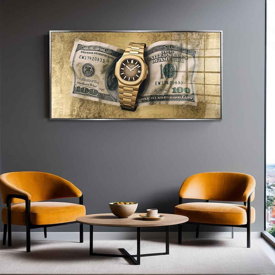 DOTCOMCANVAS 24K Feingold Bild Wealth is Timing - 24K Feingold