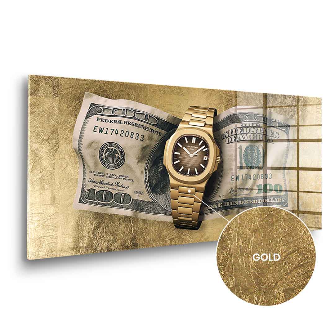 DOTCOMCANVAS 24K Feingold Bild Wealth is Timing - 24K Feingold