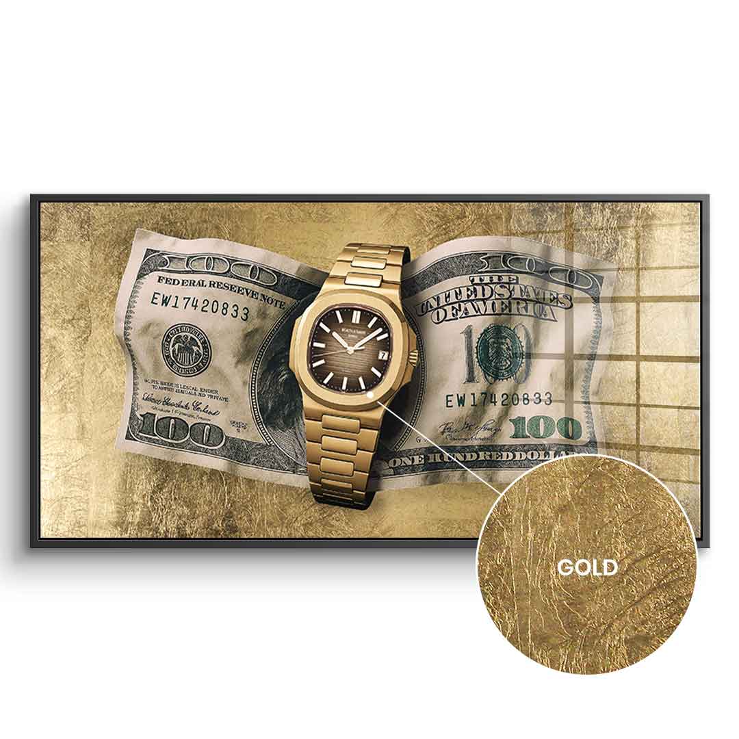 DOTCOMCANVAS 24K Feingold Bild Wealth is Timing - 24K Feingold