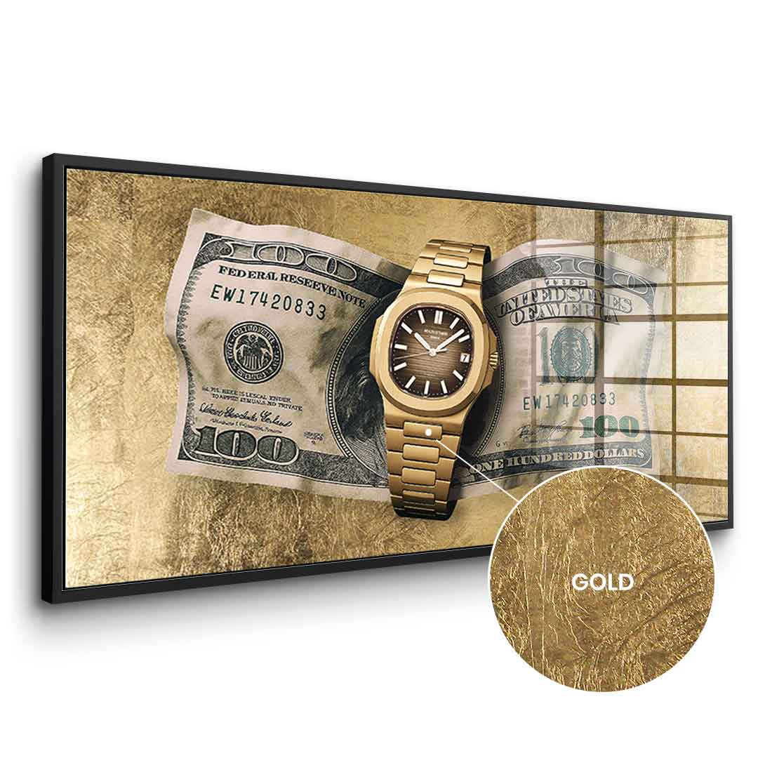 DOTCOMCANVAS 24K Feingold Bild Wealth is Timing - 24K Feingold