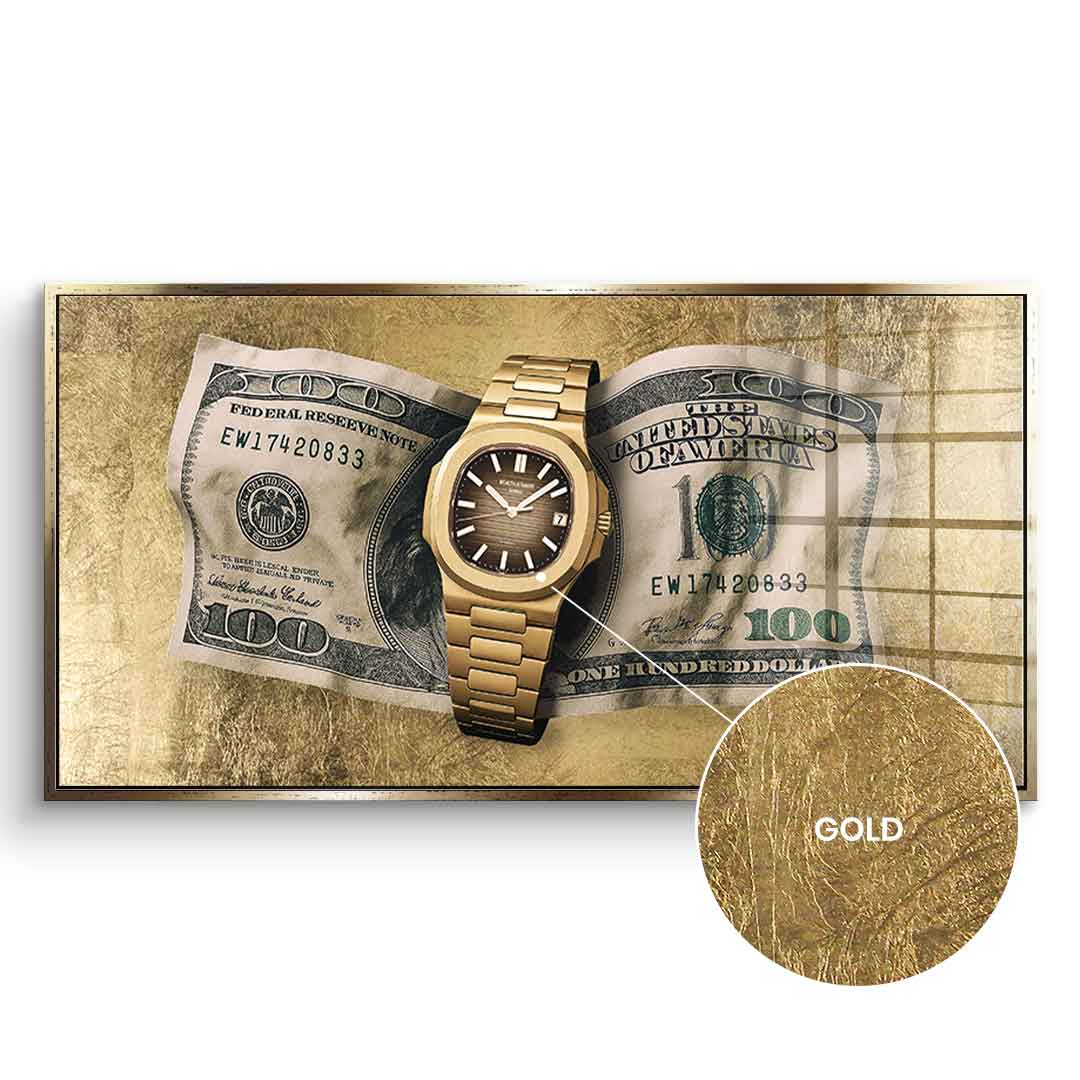 DOTCOMCANVAS 24K Feingold Bild Wealth is Timing - 24K Feingold
