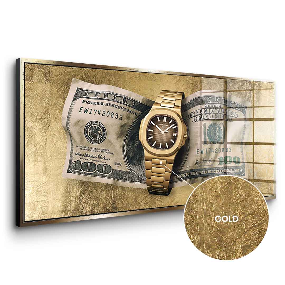 DOTCOMCANVAS 24K Feingold Bild Wealth is Timing - 24K Feingold