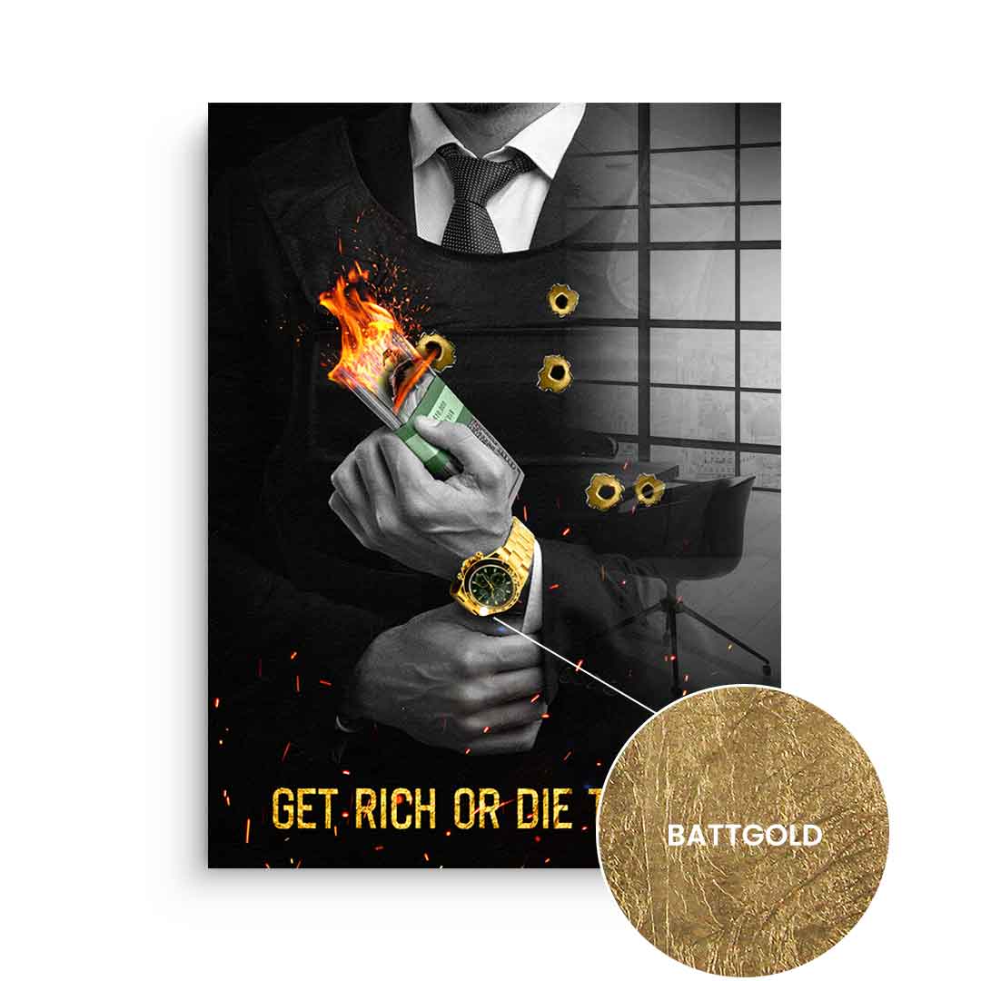 DOTCOMCANVAS 24K Feingold Bild Get rich ohne Rahmen