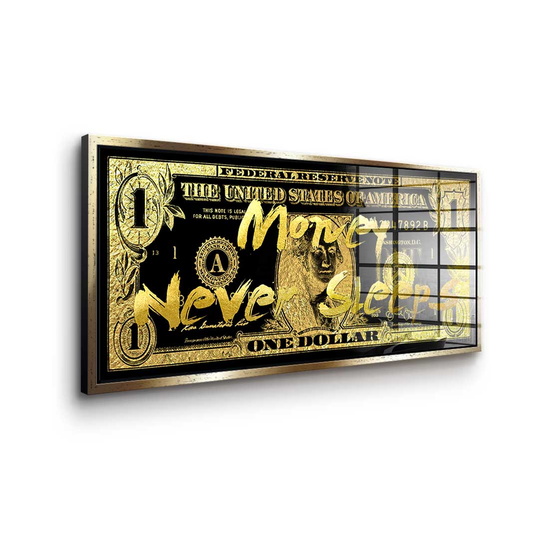 DOTCOMCANVAS 24K Feingold Bild MONEY NEVER SLEEPS - 24K Feingold