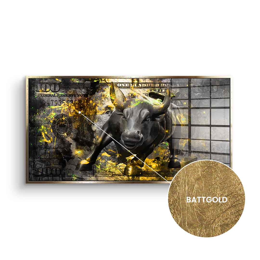 DOTCOMCANVAS 24K Feingold Bild BLACK BULL - 24K Feingold