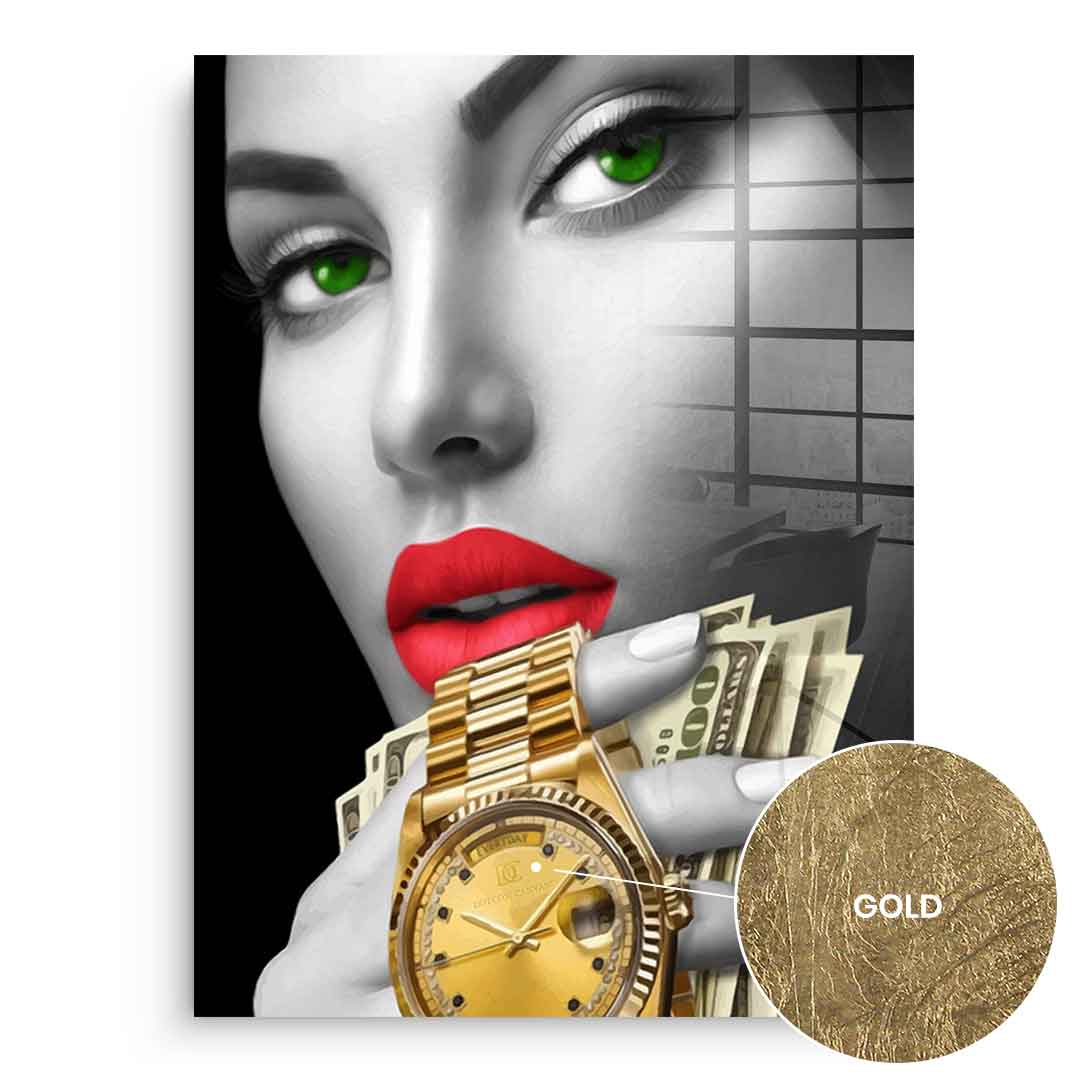 DOTCOMCANVAS 24K Feingold Bild CASINO GIRL - 24K Feingold