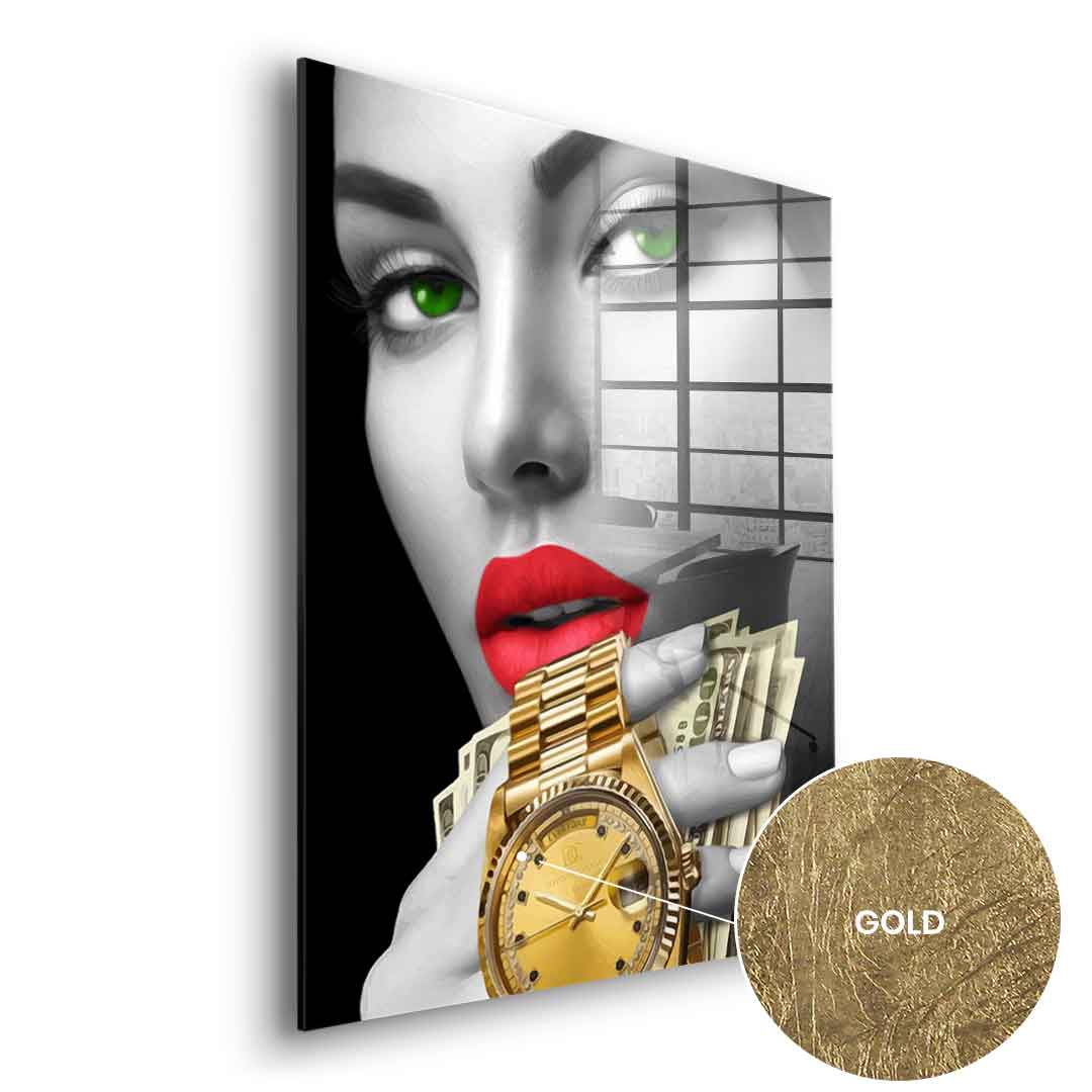 DOTCOMCANVAS 24K Feingold Bild CASINO GIRL - 24K Feingold