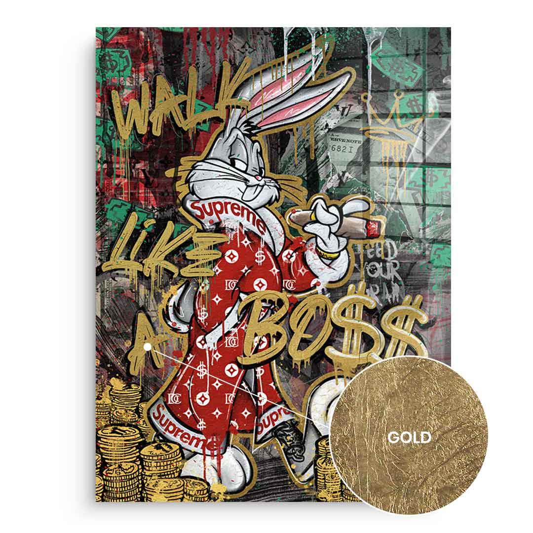 DOTCOMCANVAS 24K Feingold Bild WALK LIK€ A BO$$ - 24K Feingold