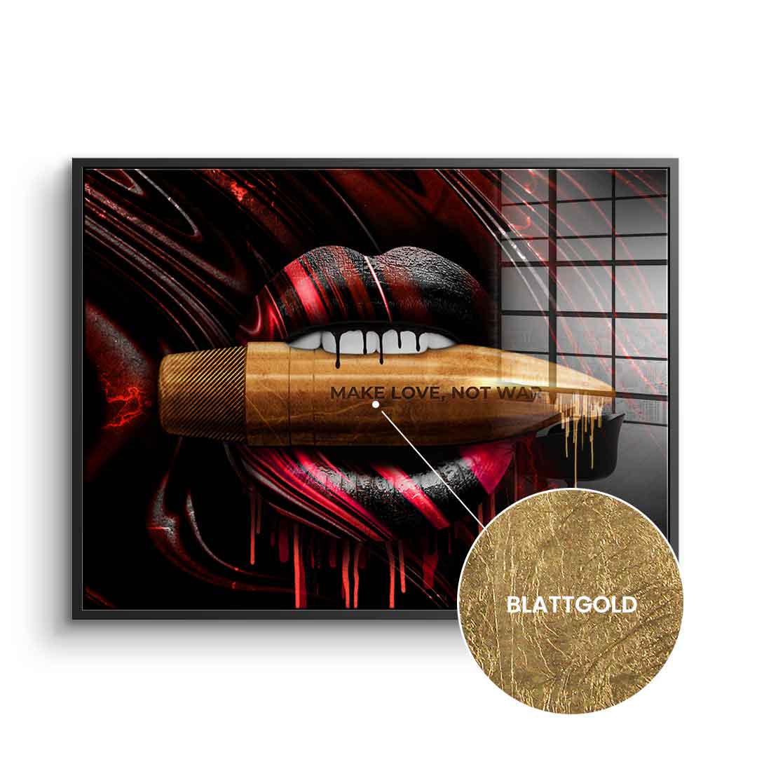 DOTCOMCANVAS 24K Feingold Bild MAKE LOVE NOT WAR - 24K Feingold