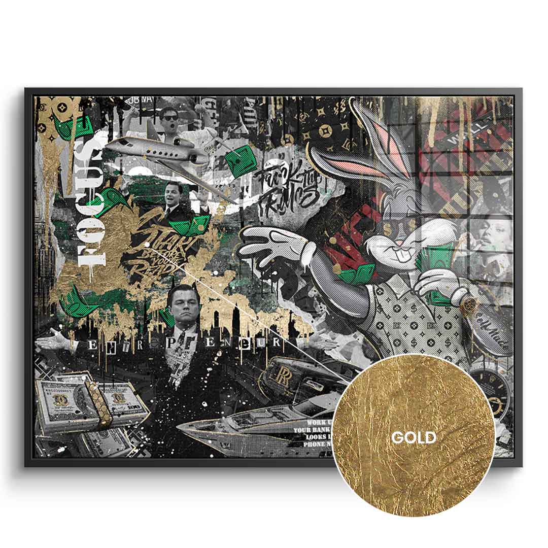 DOTCOMCANVAS 24K Feingold Bild Business Bunny - 24K Feingold | Limited