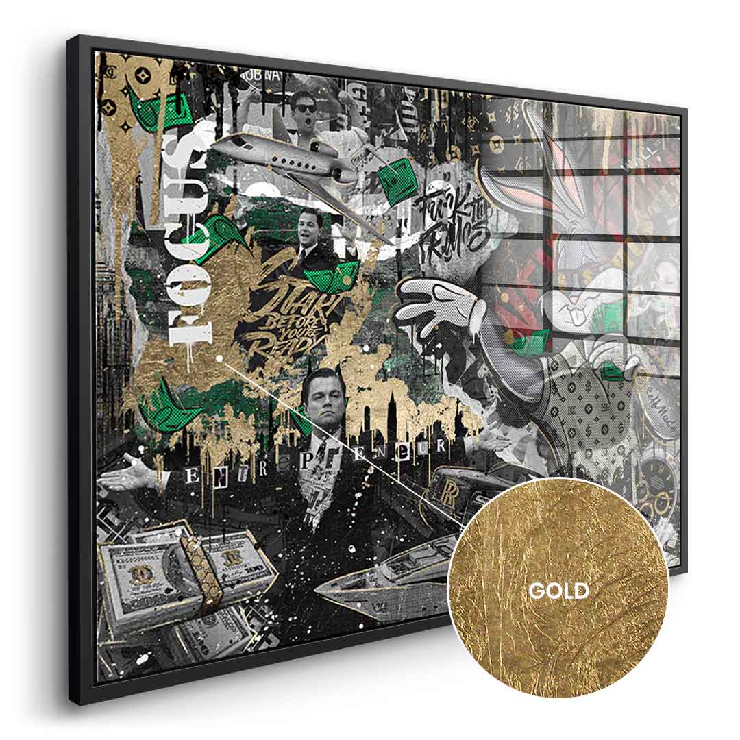 DOTCOMCANVAS 24K Feingold Bild Business Bunny - 24K Feingold | Limited