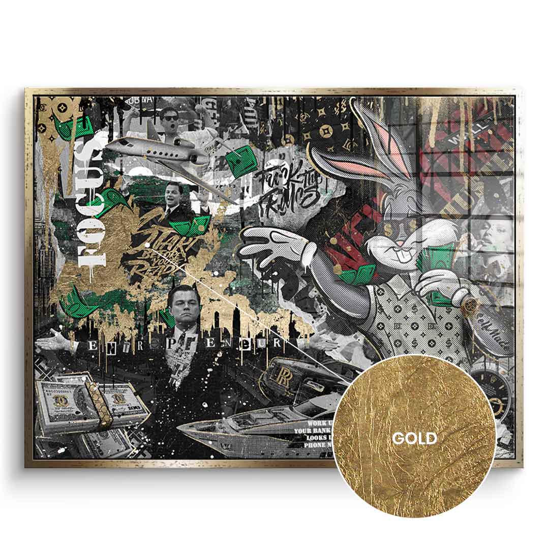 DOTCOMCANVAS 24K Feingold Bild Business Bunny - 24K Feingold | Limited
