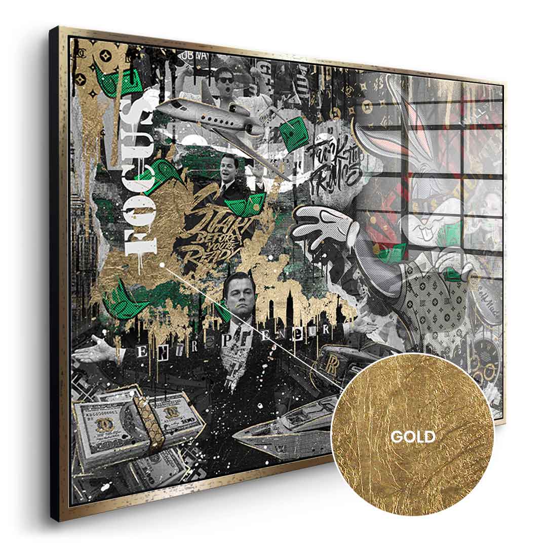 DOTCOMCANVAS 24K Feingold Bild Business Bunny - 24K Feingold | Limited