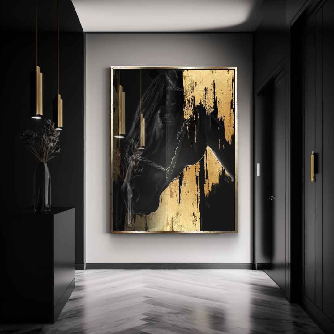 DOTCOMCANVAS 24K Feingold Bild Luxury Horse - 24K Feingold