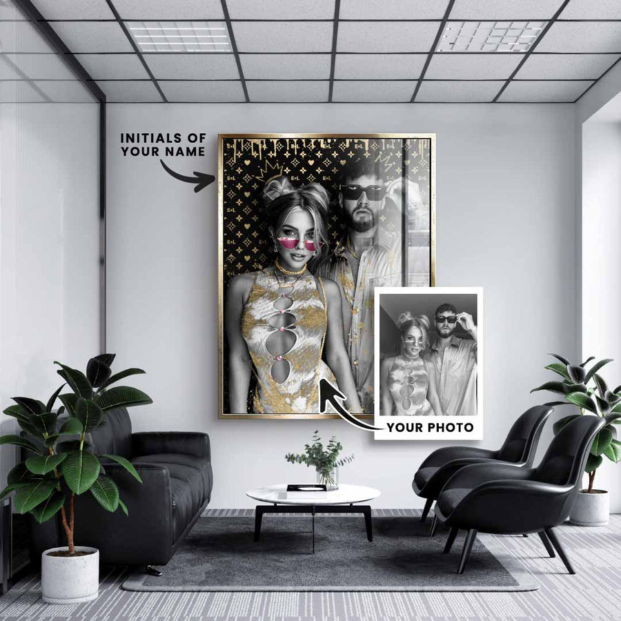 DOTCOMCANVAS 24K Feingold Bild Unikat - Couple Editable Art - 24K Feingold