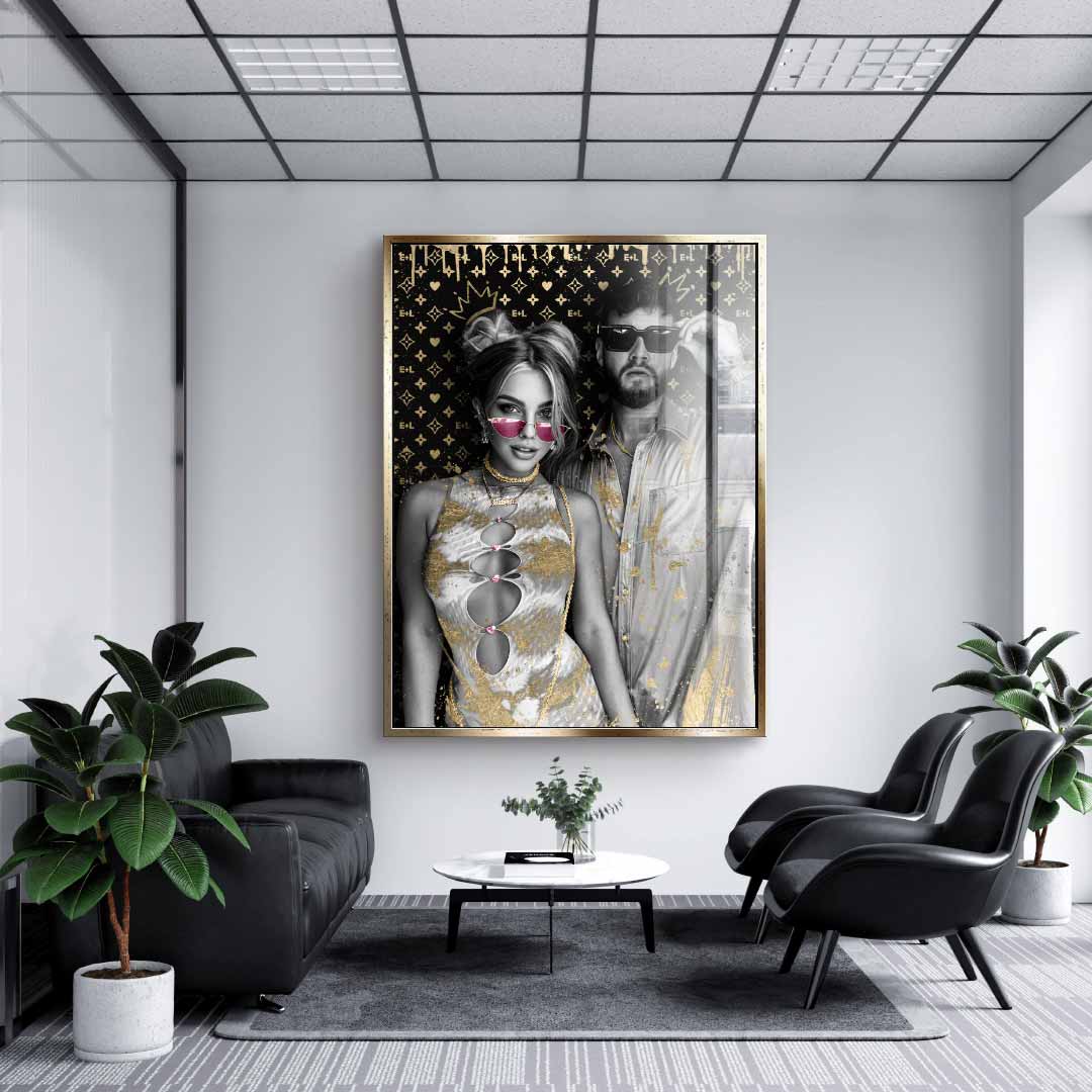 DOTCOMCANVAS 24K Feingold Bild Unikat - Couple Editable Art - 24K Feingold