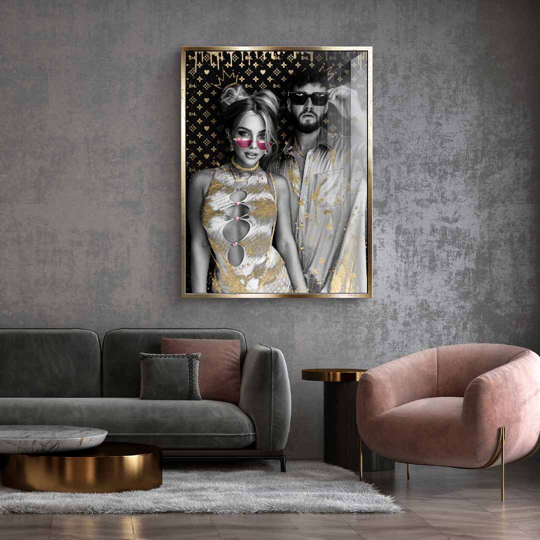 DOTCOMCANVAS 24K Feingold Bild Unikat - Couple Editable Art - 24K Feingold