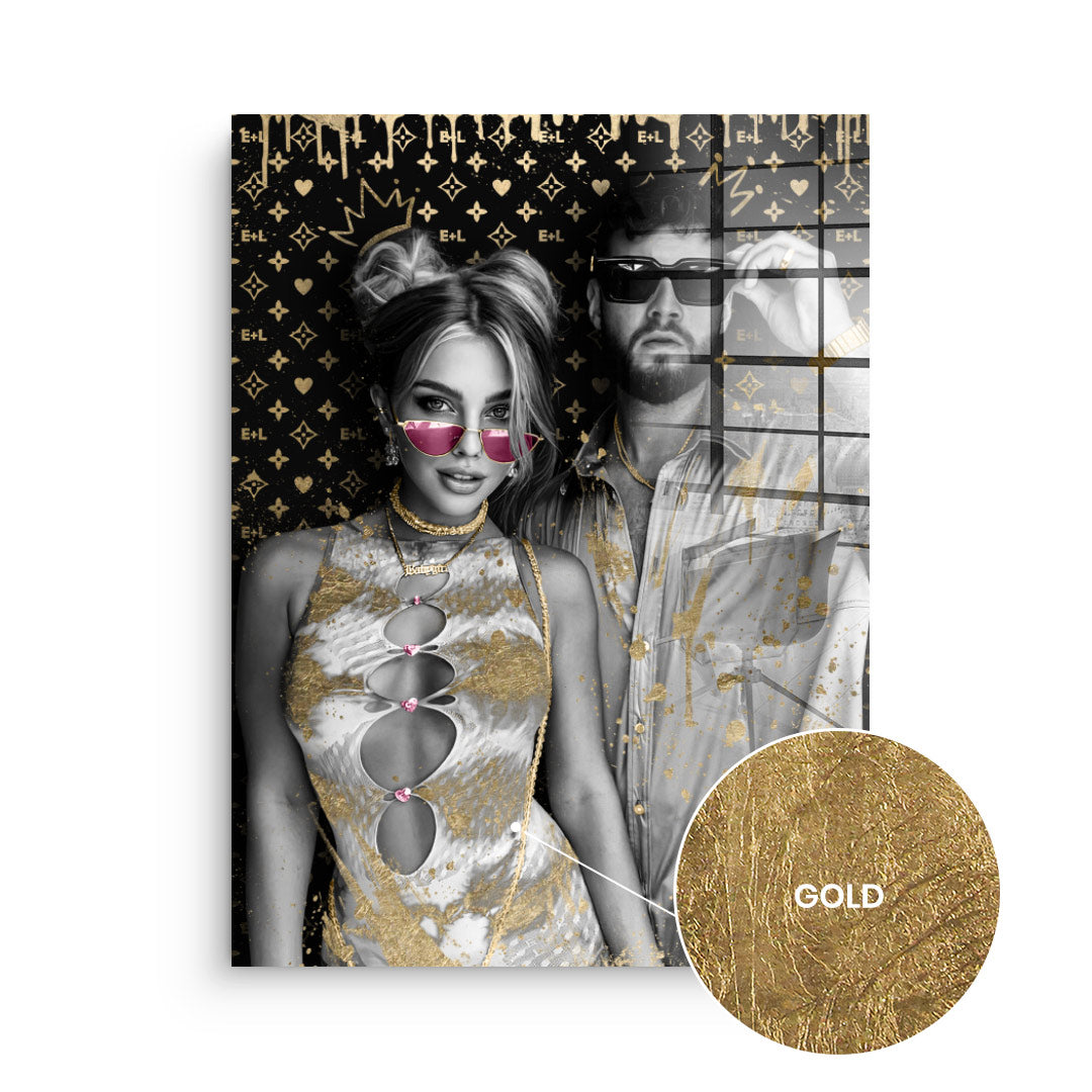 DOTCOMCANVAS 24K Feingold Bild Unikat - Couple Editable Art - 24K Feingold