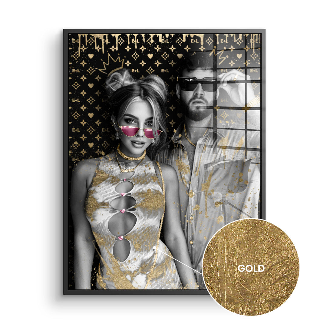 DOTCOMCANVAS 24K Feingold Bild Unikat - Couple Editable Art - 24K Feingold