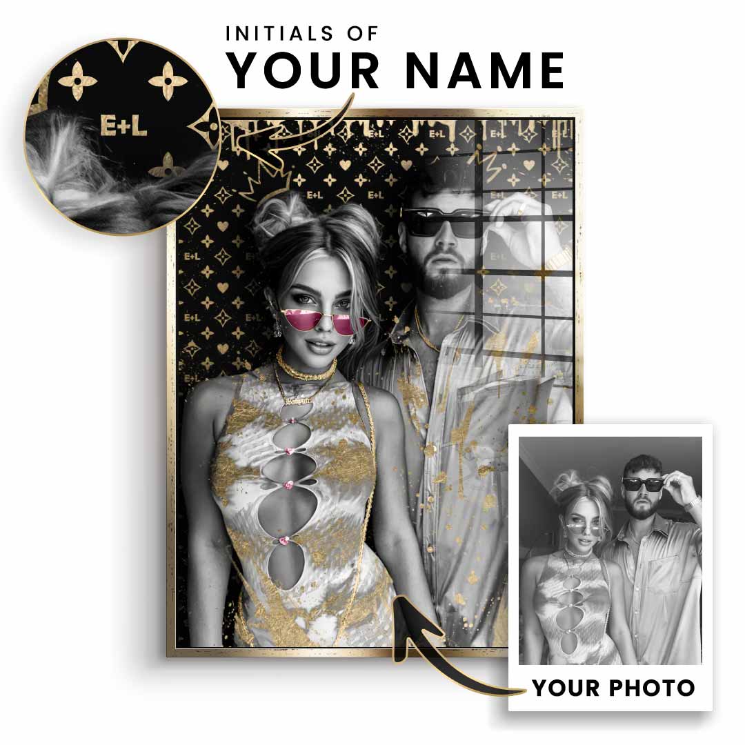 DOTCOMCANVAS 24K Feingold Bild Unikat - Couple Editable Art - 24K Feingold