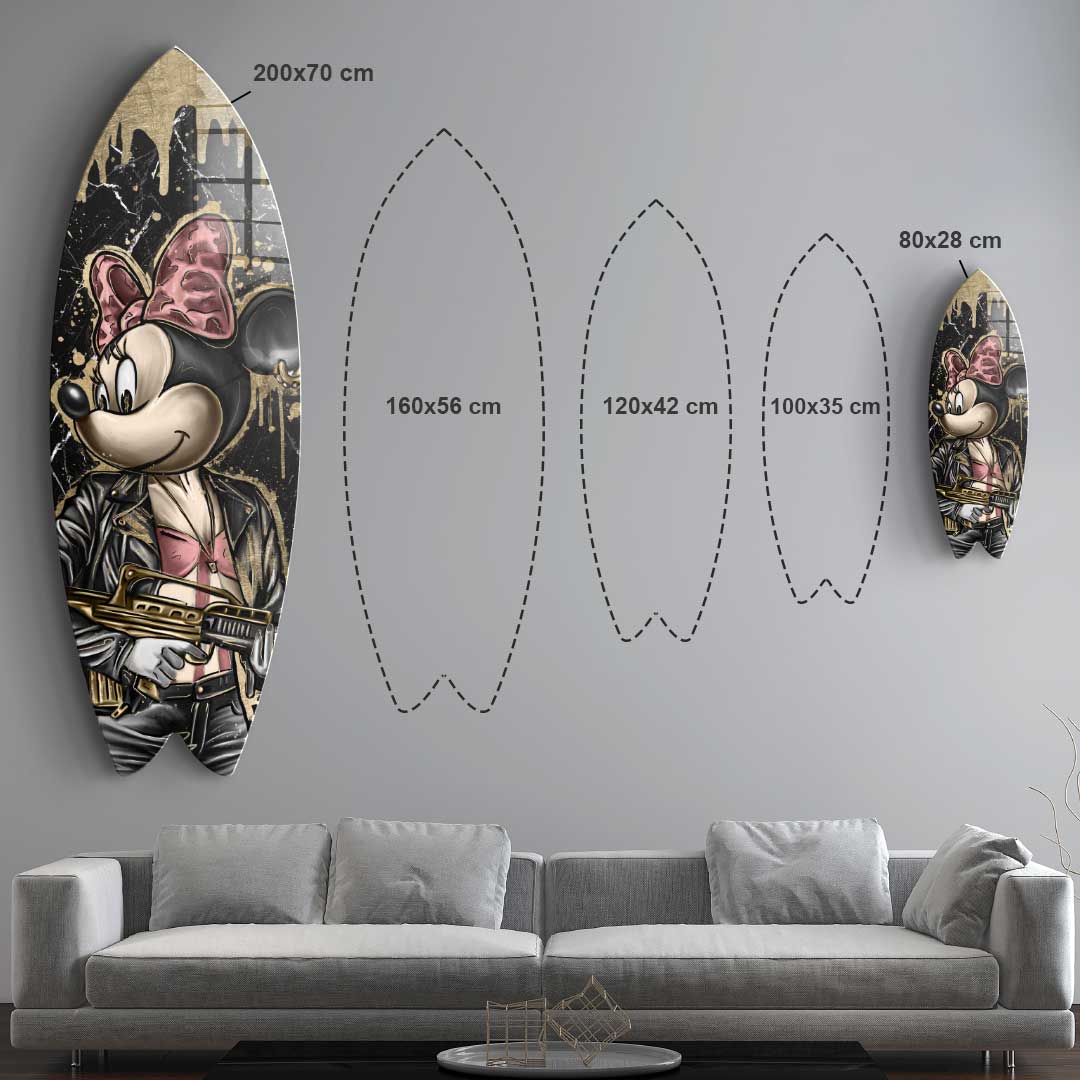 DOTCOMCANVAS 24K Feingold Bild Surfboard Gangster Queen - 24K Feingold
