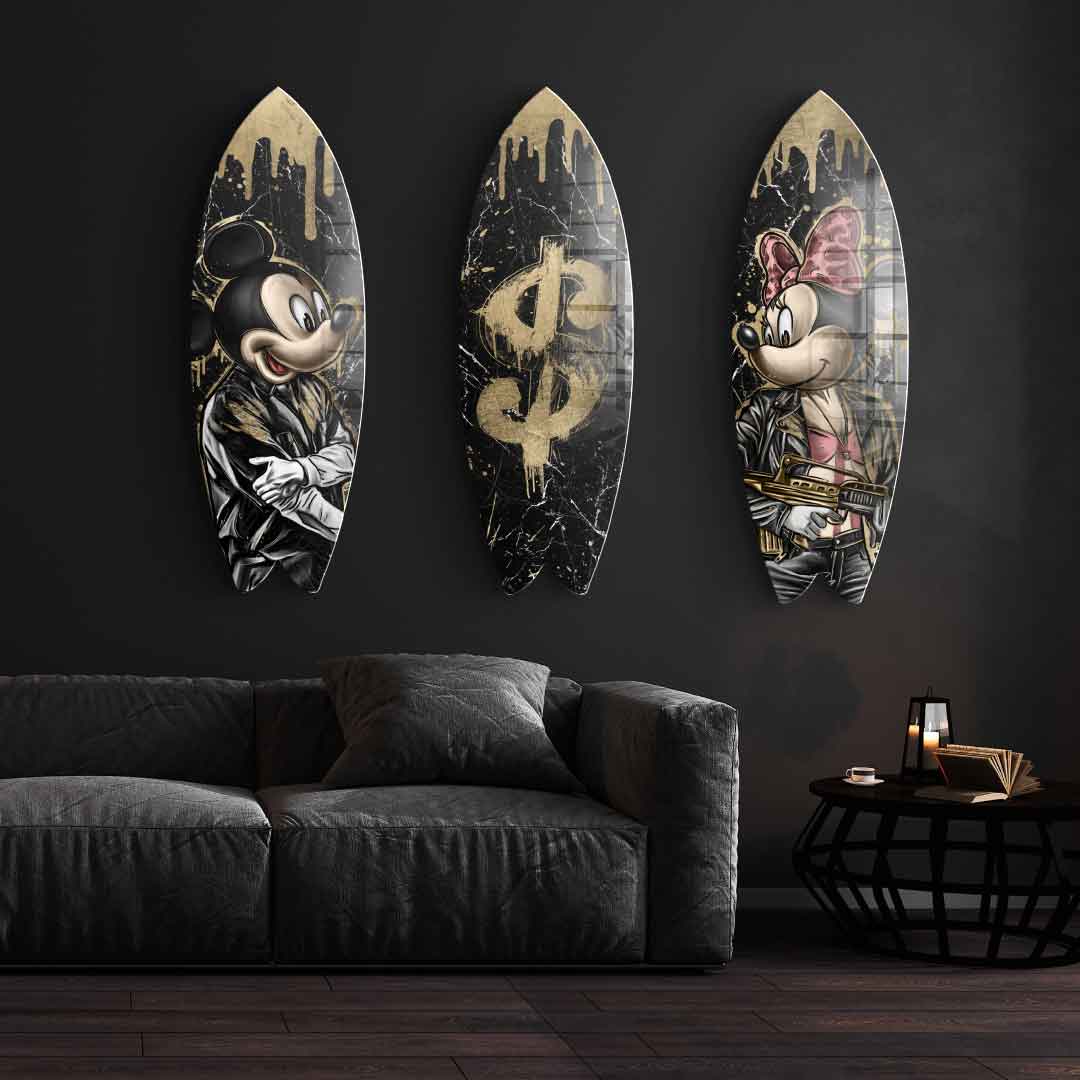 DOTCOMCANVAS 24K Feingold Bild Surfboard Gangster Queen - 24K Feingold
