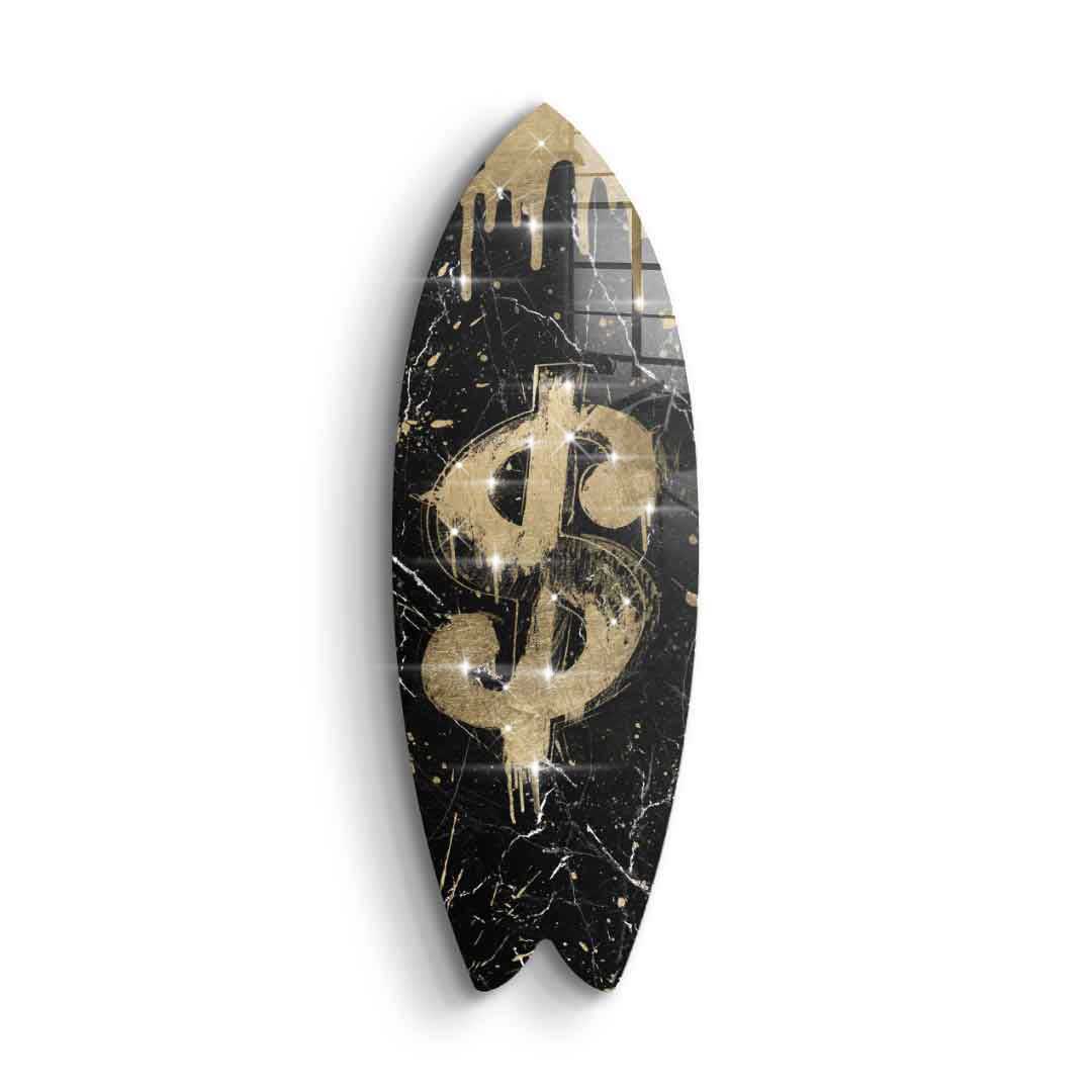 DOTCOMCANVAS 24K Feingold Bild Surfboard Gangster Sign - 24K Feingold