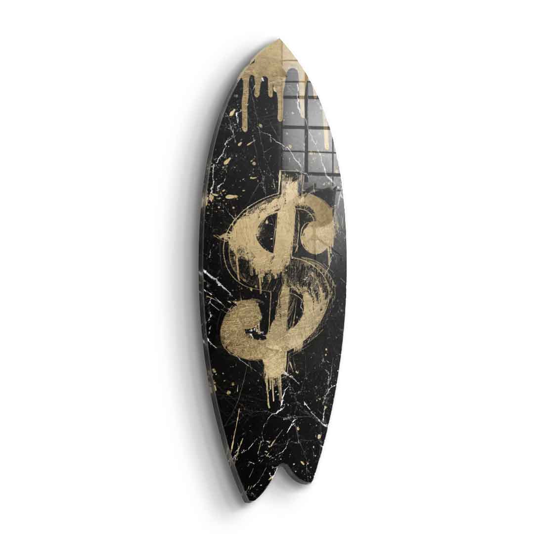 DOTCOMCANVAS 24K Feingold Bild Surfboard Gangster Sign - 24K Feingold