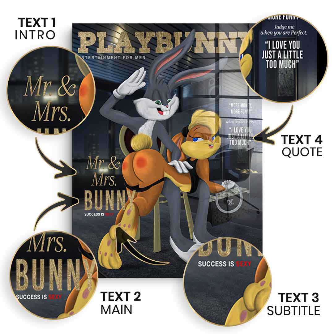 DOTCOMCANVAS 24K Feingold Bild Playbunny Personalisierbar - 24K Feingold