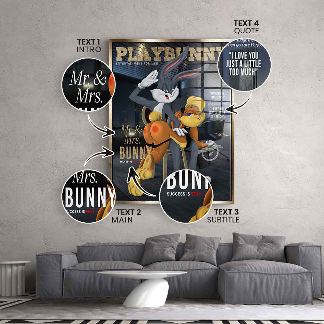 DOTCOMCANVAS 24K Feingold Bild Playbunny Personalisierbar - 24K Feingold