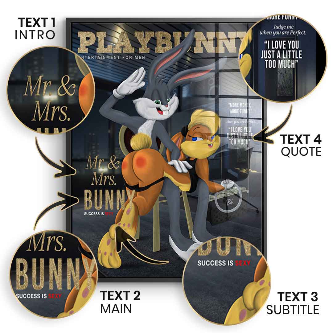 DOTCOMCANVAS 24K Feingold Bild Playbunny Personalisierbar - 24K Feingold