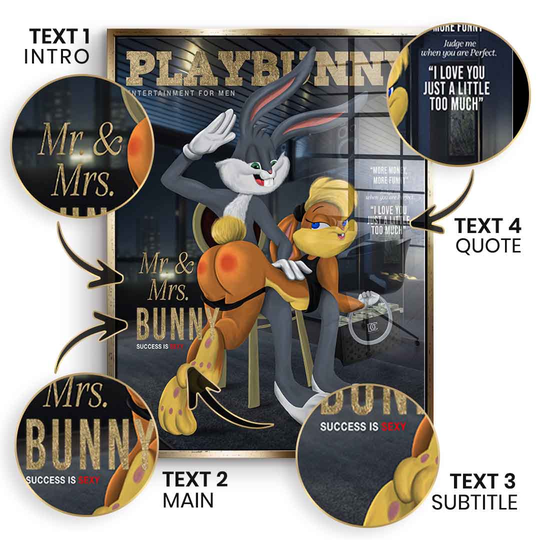 DOTCOMCANVAS 24K Feingold Bild Playbunny Personalisierbar - 24K Feingold