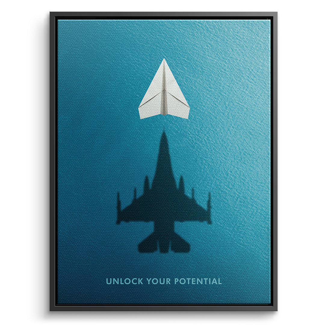 DOTCOMCANVAS Unlock Your Potential Leinwandbild Vorderansicht schwarzer Rahmen