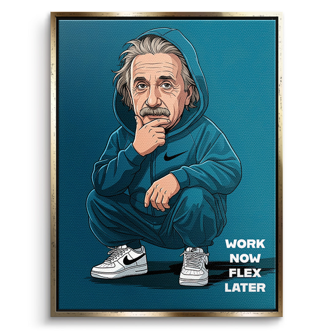 Einstein Swag Leinwandbild Gold Rahmen