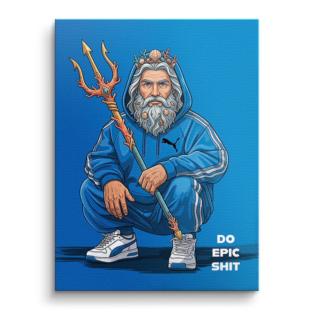 Poseidon Swag Leinwandbild Frontansicht Ohne Rahmen