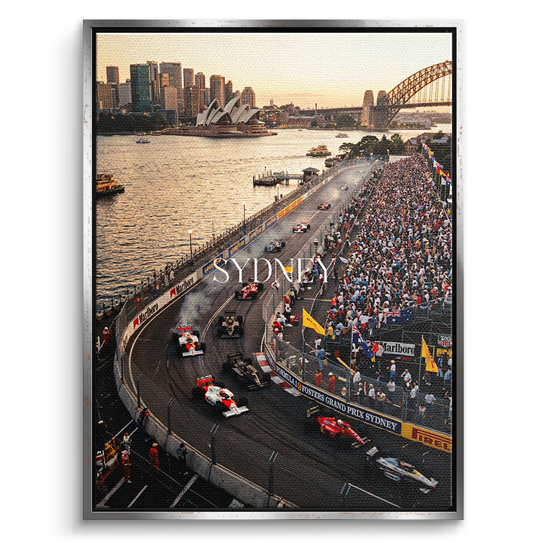 Sydney F1 Leinwandbild – Silberner Rahmen