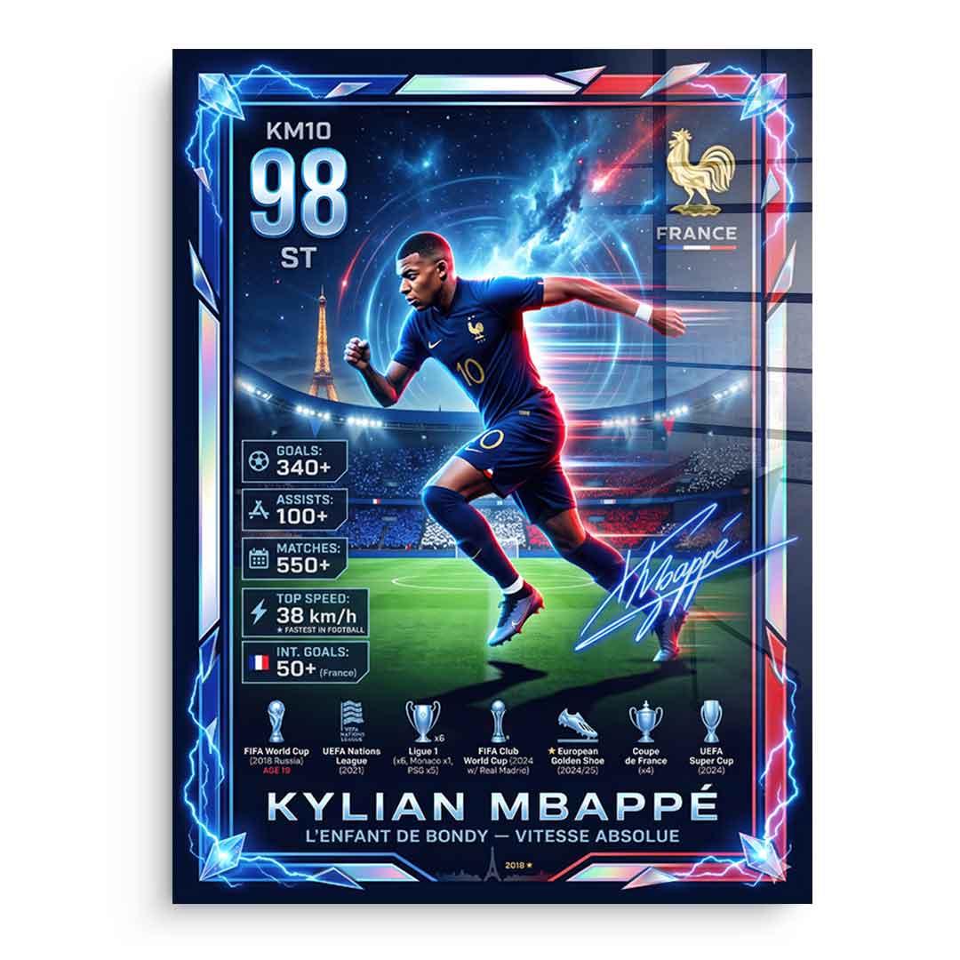 Mbappé Acrylglas Front ohne Rahmen