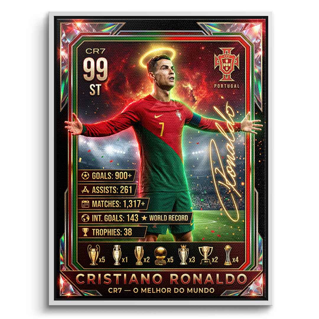 Ronaldo Trade Card Leinwandbild weißer Rahmen