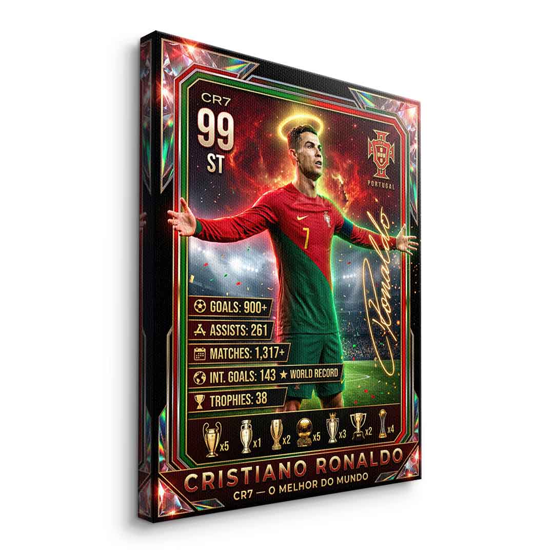 Ronaldo Trade Card Leinwandbild Seitenansicht