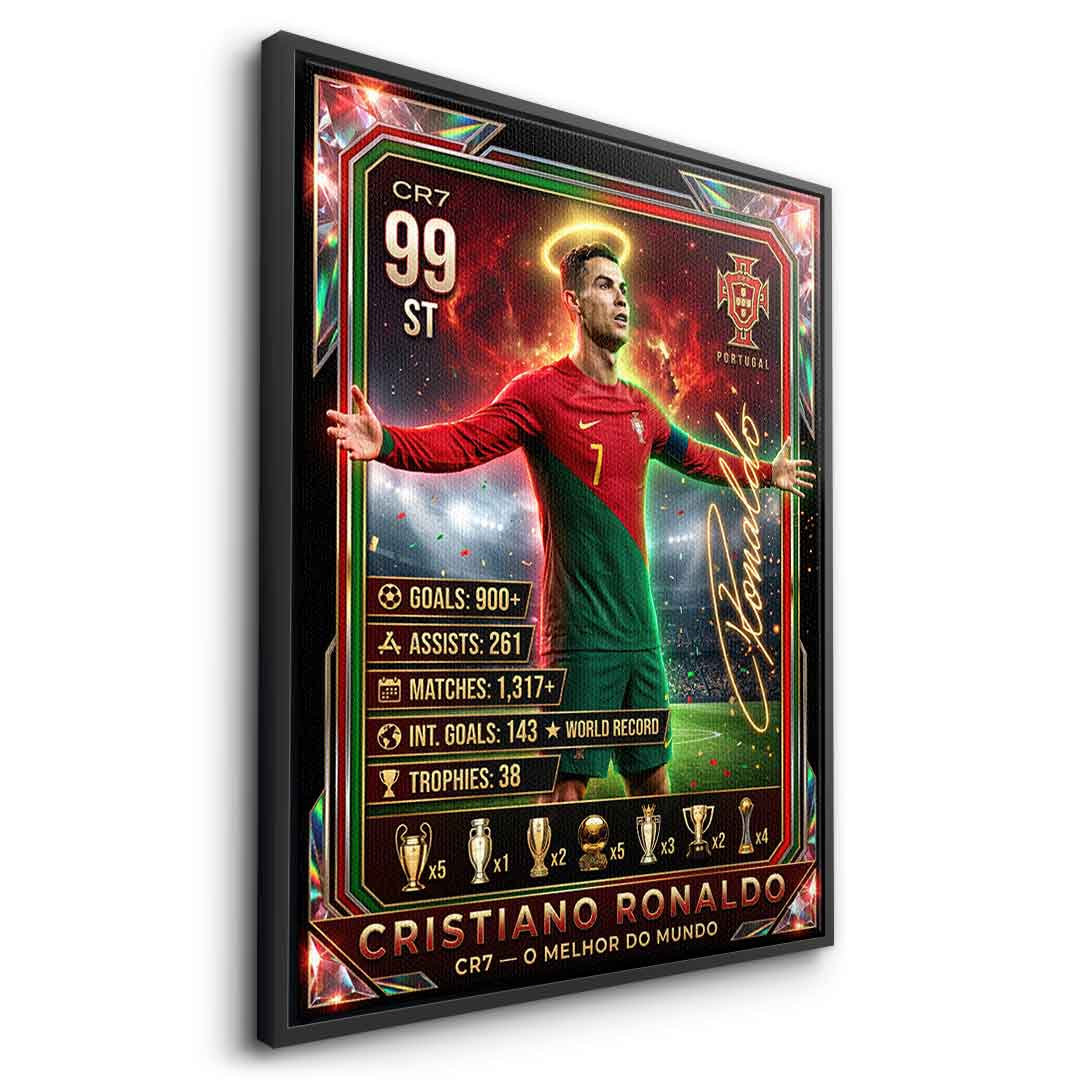 Ronaldo Trade Card Leinwandbild Seitenansicht
