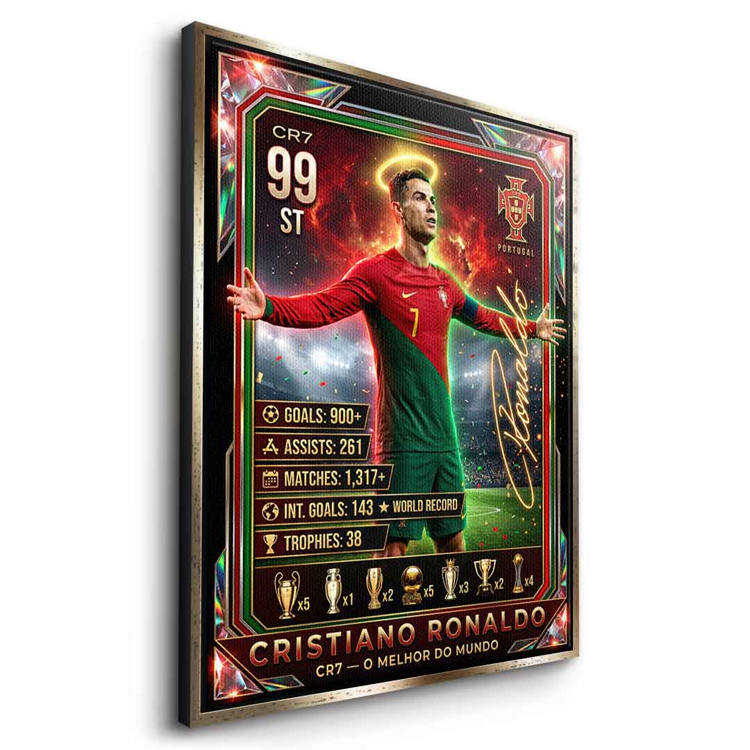 Ronaldo Trade Card Leinwandbild Seitenansicht