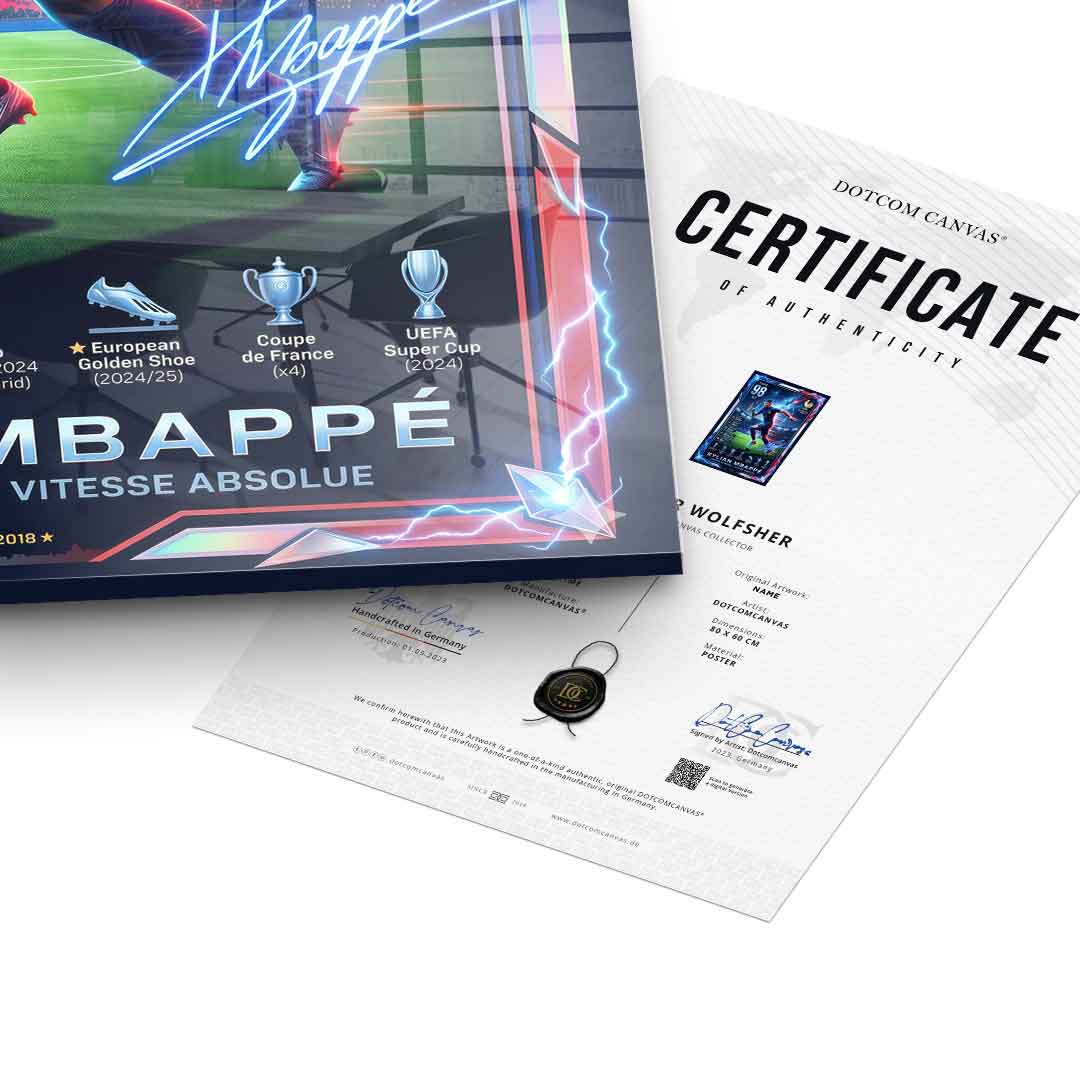 Mbappé Acrylglas Echtheitszertifikat
