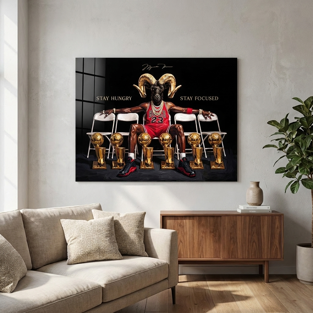 Trophy M.Jordan - Acrylglasbild Raum Mockup