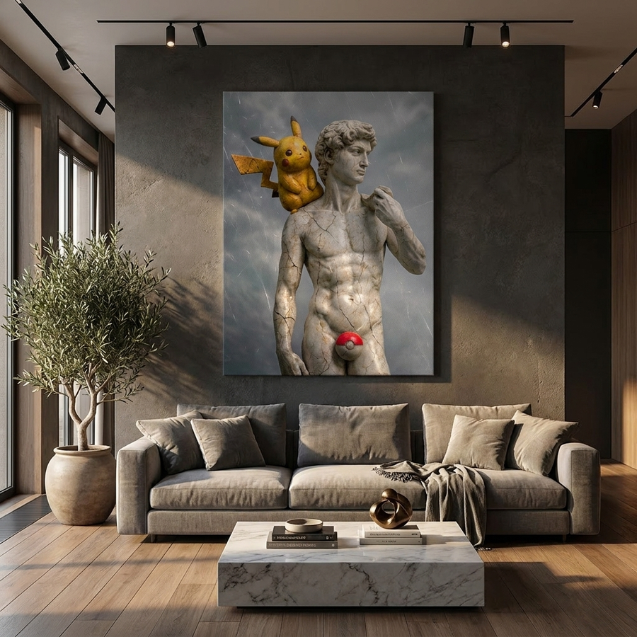 DOTCOMCANVAS Electro Mouse David Sculpture Leinwandbild Room
