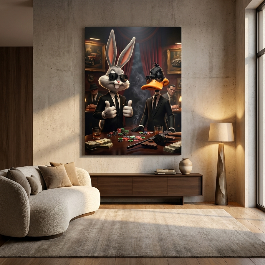 DOTCOMCANVAS Casino Bunny and Duck Leinwandbild Room