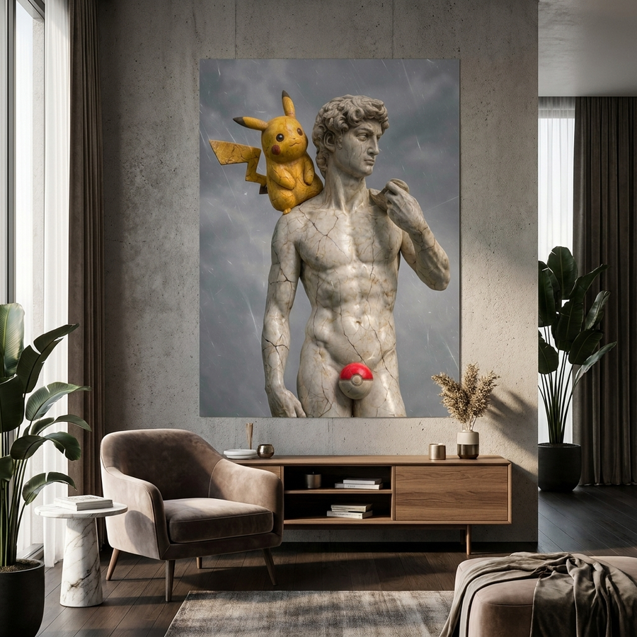 DOTCOMCANVAS Electro Mouse David Sculpture Poster Room